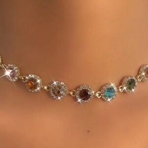 Elegant Multi-Color Rhinestone Necklace